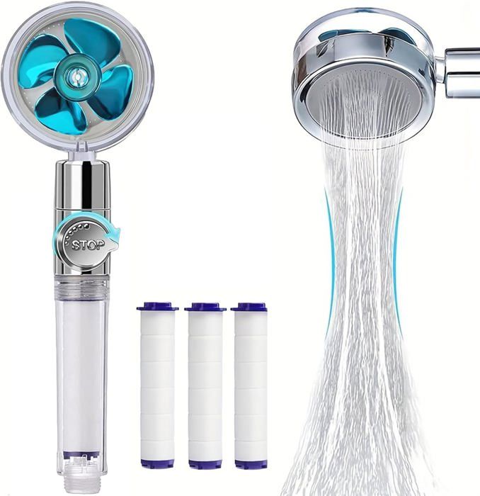 Turbo Filtered Showerhead with replacement filter cartridges